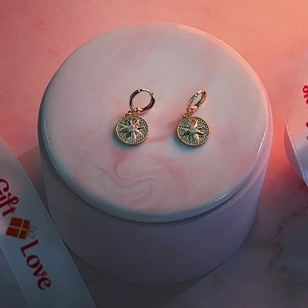 Yellow Gold Earrings Star Drop Shape